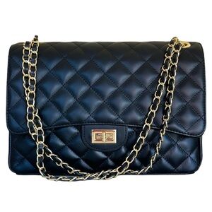 NWOT Black quilted leather shoulder bag